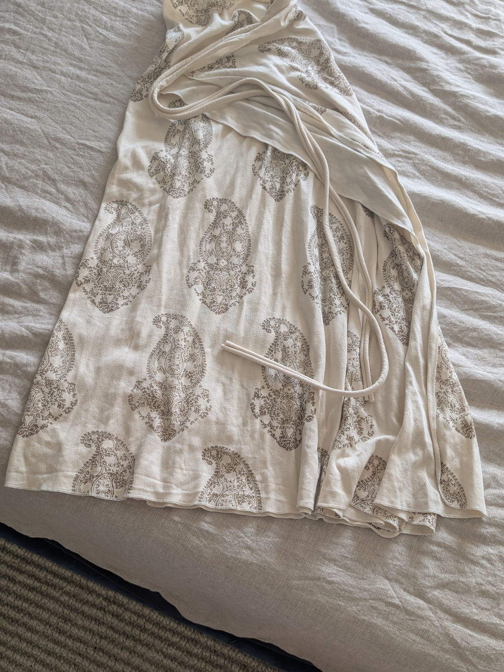 Gaia Conceptions Cream Paisley Print Maxi Skirt with Drawstring
